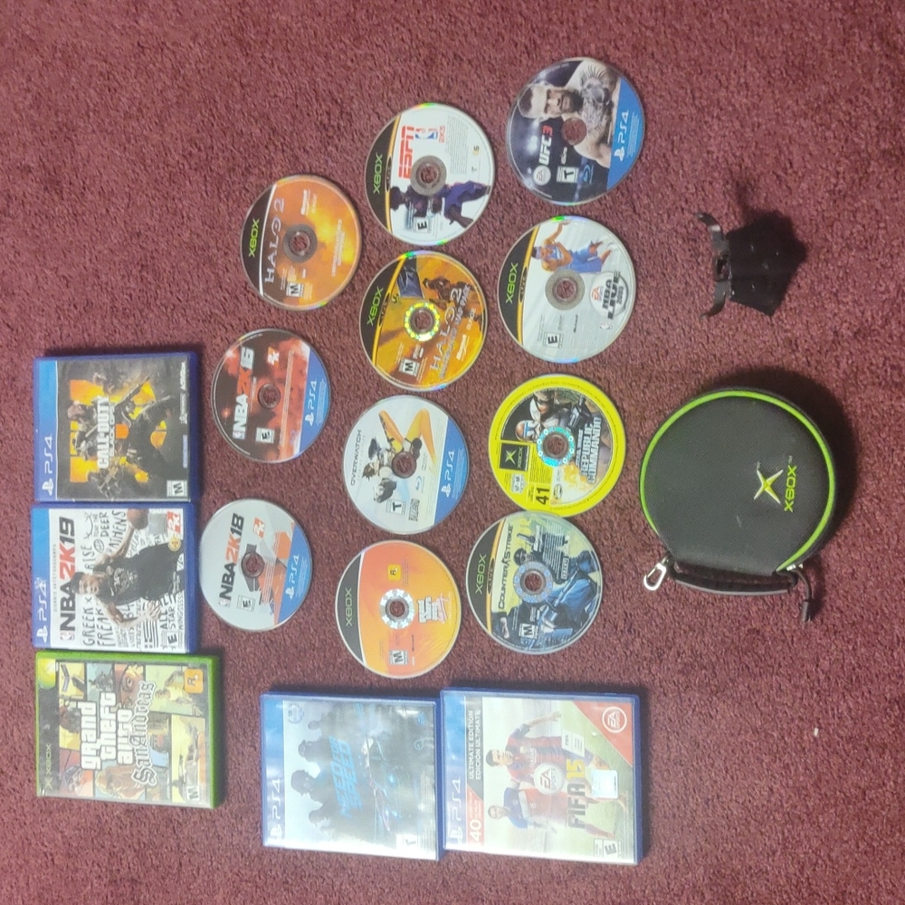 PS4 & Xbox video games with case bundle and rapid fire paddle for controller